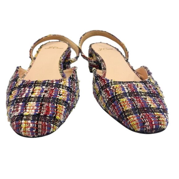 NWOT J. Crew Tweed SlingBack Pump Block Heel Sandal Slip On Sz 9 - Picture 3 of 9